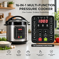 Cuisinière électrique à pression avec 16 programmes de cuisson, 5L 6L, multifonction, 1000W, acier inoxydable, logo personnalisé, CE CB OEM ODM