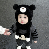 Chapeau pour bébé, écharpe, masque, protection des oreilles, chapeau à capuche pour enfants, chapeau en peluche ours en Teddy pour l'automne et l'hiver