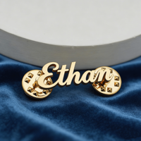 Pin Huruf Kustom Berkualitas Tinggi Nama Pribadi Ethan Baja Tahan Karat Enamel Lunak Gaya Hewan untuk Lencana
