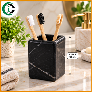 CCI <b>Black</b> Marble Tumbler for Bathroom Vanity Hotels and Homes 4 Inches Size Marble Bathroom <b>Accessories</b> Cuboid Shape Wholesale - Product Image 3