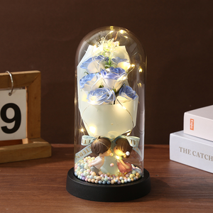 Rosa Preservada al por Mayor en Cúpula de Cristal con Luces LED, Figuras de Pareja Adorables, Caja de Regalo para San Valentín, Aniversario, Regalo de Cita - Product Image 3