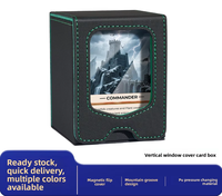 Boîte de rangement pour cartes en cuir PU, boîte de présentation avec fenêtre, capacité de 100+ cartes, support TCG CCG, doublure en polaire, logo personnalisé, vente en gros