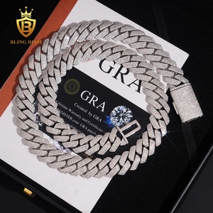 Mặt dây chuyền Hip Hop kiểu dây Cuban Link 15mm ba hàng, bạc 925, đá Moissanite VVS, giá sỉ kho Mỹ, máy kiểm tra kim cương - Product Image 4