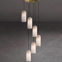 Lustre en albâtre pour escalier en colimaçon et plafond haut, luminaire suspendu cascade design pour hall d'entrée, foyer, villa et hall d'accueil