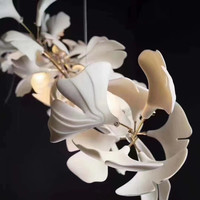 Lámpara Led moderna de hoja de Ginkgo colgante de lujo para interior de sala de estar europea