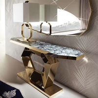 Table d'angle personnalisée de luxe en marbre de luxe en acier inoxydable moderne pour meubles de maison pour salon couloir bureau à domicile