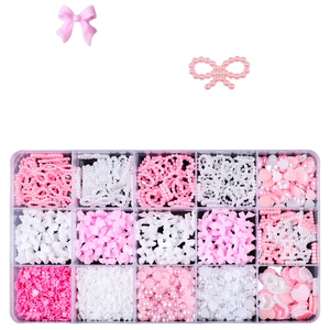 Venta caliente 15 rejilla Kawaii colorido 3D acrílico encantos 1000 Uds Nail Art arco resina cinta cinco pétalos flor Rhinestone arco vidrio - Product Image 4