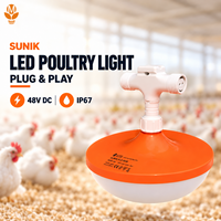 Éclairage pour élevages avicoles 9W 48V DC Plug and Play IP67 Étanche Système LED sans scintillement pour poulaillers de poulets de chair, de poules pondeuses et de reproducteurs
