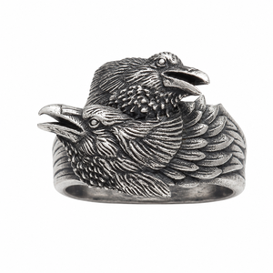 Bague nordique en forme de corbeau, design rétro, bijoux unisexes pour un usage quotidien - Product Image 1