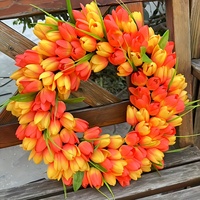 Couronne de tulipes de style nouveau, couronnes pour porte d'entrée, décorations de tulipes pour la Saint-Valentin et Pâques, à suspendre à la porte