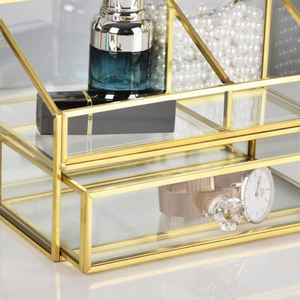 Cocostyles Custom Handmade Luxury 4 Tiers <b>Drawers</b> Type Glass and Brass <b>Storage</b> With Handles for Cosmetics <b>Box</b> Makeup - Product Image 4