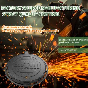 Coperchio per Pozzetto <span class=keywords><strong>in</strong></span> Ghisa Divino, Resistente, per Vialetti e Fosse Settiche, con Base, Rotondo, Nero, Antiscivolo, per Ispezione - Product Image 4