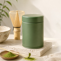Boîtes à matcha hermétiques personnalisées avec gaufrage, 30 g, qualité alimentaire, en métal, scellées, rondes, pour poudre de matcha