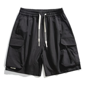 Pantalones cortos de cinco puntos de marca de moda callejera nueva de verano para hombre, pantalones cortos de tendencia holgados cómodos con múltiples bolsillos y cierre de cintura elástica - Product Image 3