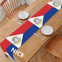 Taplak Meja Poliester Kustom Bendera Saint Martin, Taplak Meja Melindungi Permukaan Meja dari Kotoran untuk Makan Sehari-hari, Pesta