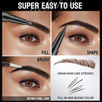 Crayon eyeliner liquide à sourcils à double extrémité 2-en-1 avec logo personnalisé Stylo à sourcils étanche et longue durée personnalisable avec 2 fourchettes