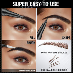 قلم تحديد الحواجب السائل ثنائي الأطراف 2 في 1 بشعار مخصص قلم تحديد الحواجب قابل للتخصيص مقاوم للماء ويدوم طويلاً مع شوكتين - Product Image 2