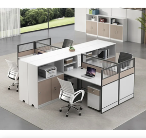 Estación DE TRABAJO DE PANTALLA DE OFICINA modular moderna de 6 asientos, escritorio de personal de hierro y MDF para uso en el hogar o la escuela y la Oficina - Product Image 3