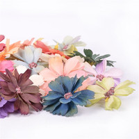 Artificiel à six pétales fleur bricolage multicouche fleur de soie pour la décoration de mariage fleur de tête