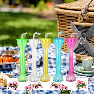 แก้วพลาสติกทรงยาว ขนาด 16 ออนซ์/24 ออนซ์/32 ออนซ์ 600 มล. 1000 มล. 1 ลิตร แก้วพลาสติกสำหรับงานปาร์ตี้ แก้วพลาสติกทรงยาวพร้อมหลอด - Product Image 2