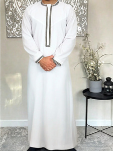 Nouveau Thobe Homme Moyen-Orient Ethnique Omanais Haute Qualité Manches Longues Brodé Anti-Boulochage Longueur Cheville Coupe Ample Printemps - Product Image 6