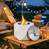Brasero portable rond noir sans fumée, foyer extérieur, foyer au bioéthanol, écologique, moderne, pour table