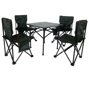 Tavolo <span class=keywords><strong>da</strong></span> <span class=keywords><strong>campeggio</strong></span> portatile e pieghevole in metallo resistente e Set di sedie <span class=keywords><strong>da</strong></span> pranzo all'aperto per uso parco cortile spiaggia - Product Image 1
