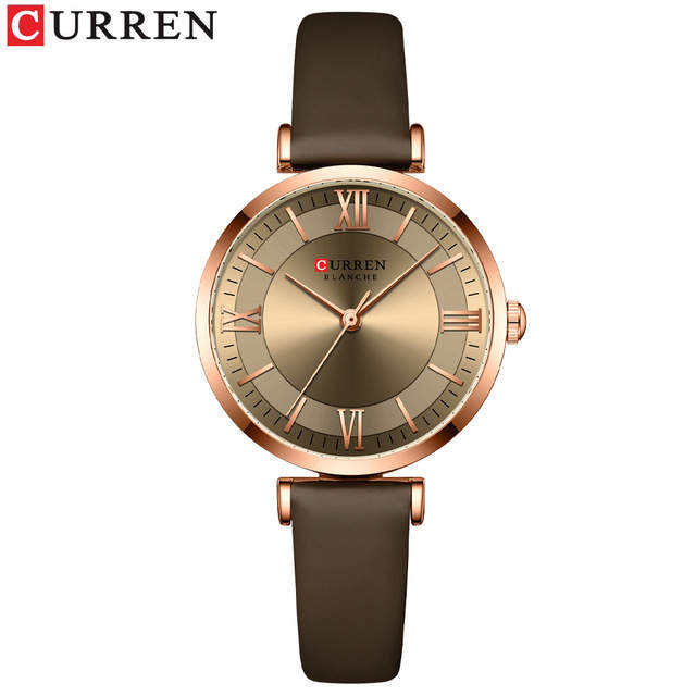 6 Rose Case Khaki Dial Coffee Band