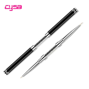 Pinceau à ongles double embout en métal or rose avec couvercle, pour liner et peinture gel 3D ombré plat - Product Image 2