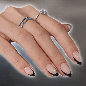 Tamaños XXL y XL <span class=keywords><strong>Uñas</strong></span> postizas Ataúd corto Almendra Patrones cuadrados Diseño francés <span class=keywords><strong>Uñas</strong></span> artificiales <span class=keywords><strong>para</strong></span> aplicación <span class=keywords><strong>de</strong></span> belleza - Product Image 2