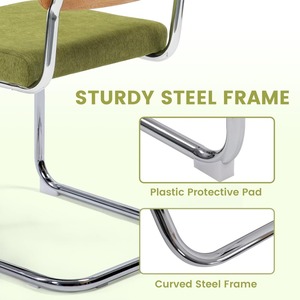 Modern Cesca Cane <strong>Dining</strong> <strong>Chairs</strong> <strong>Set</strong> <strong>of</strong> <strong>4</strong> Handwoven Rattan Cane Back Metal Legs Polyester Upholstered Seat Eco-Friendly - Product Image 4
