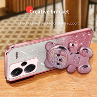 Coque de téléphone en TPU souple électro-plaqué avec motif de dessin animé et paillettes, avec support intégré pour Xiaomi Redmi Note 13 Pro+ 5G Poco X6 Pro