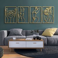 Décoration murale, hall d'entrée, maison en or, intérieur en fer forgé, chambre à coucher et salon, cadre, Art, fleur suspendue, décoration murale en métal