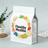 Sac à fond plat biodégradable imprimé sur mesure, pochette en papier kraft avec fenêtre transparente en PLA, emballage compostable pour aliments secs et compléments alimentaires