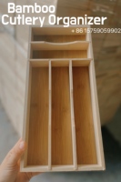 Organisateur de couverts en bambou écologique réglable de type tiroir pour le rangement des ustensiles de cuisine avec surface lisse