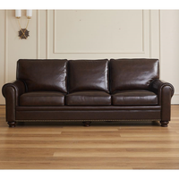 Sofá Seccional de Cuero Genuino de Diseño Vintage, Cómodo, de Dos y Cuatro Plazas, 2.8m de Longitud, Dimensiones Personalizables, para Sala de Estar