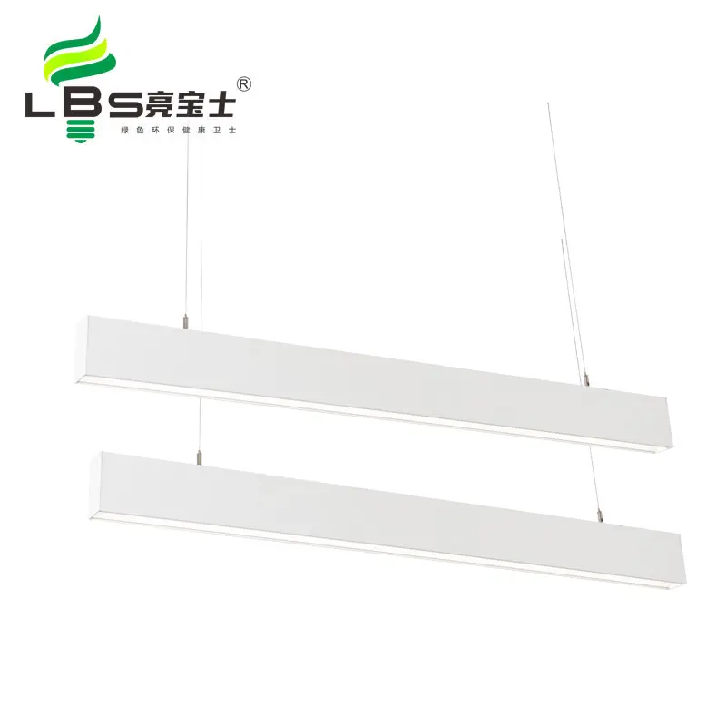 Lampu gantung led permukaan aluminium awet, perlengkapan lampu gantung linear kantor toko dengan led berkualitas tinggi