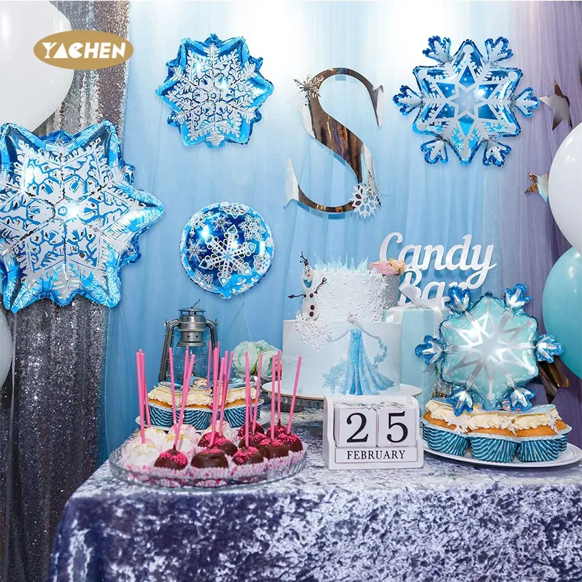 Yachen 2022 winter theme frozen Snowflake foil balloon ballon for christmas new years birthday party