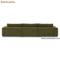 Canapé en bois de teck de haute qualité de style naturel, meubles de salon et de chambre à coucher, canapé sectionnel en tissu et éponge avec coussins doux