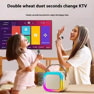 Loa karaoke di động mini K12 tích hợp Bluetooth, đèn RGB, hai micro, âm thanh tích hợp, dành cho hát tại nhà, <span class=keywords><strong>s</strong></span>ản phẩm loa K12 - Product Image 2