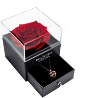 Perhiasan Mawar Abadi Asli Buatan Tangan dengan Kotak Hadiah Akrilik, Bunga Ajaib untuk Istri, Hadiah Ulang Tahun, Hadiah Hari Valentine
