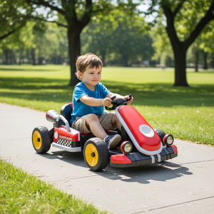 Juguete de Auto Retráctil con Diseño de Dibujos Animados, Modelo de Auto de Carreras, Go-Kart Eléctrico con Batería de 12v - Product Image 1