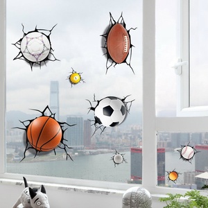 Hot New Creative 3D DIY <span class=keywords><strong>Sport</strong></span> adesivi da parete tridimensionale basket fuoco decalcomanie moderno decorativo pittura murale - Product Image 3