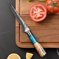 Couteau de chef de cuisine professionnel haut de gamme KEEMAKE 6,5 pouces en acier Damas 67 couches avec cœur VG10 et manche en bois de résine