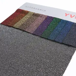 High quality stripe knit stretch metallic fabric lurex custom color for garments