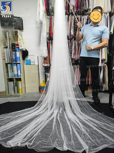 قماش تول أبيض مخصص للزفاف بطول <span class=keywords><strong>3</strong></span> أمتار من YX893، قماش تول ناعم مع لؤلؤ ثلاثي الأبعاد لفساتين الزفاف وطرحة العروس - Product Image 3