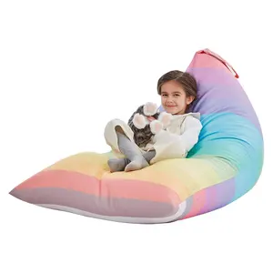 Classic Cotton Canvas Rainbow Kids Bean Bags Chairs For Indoor Use