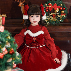 Nuovo completo <span class=keywords><strong>natalizio</strong></span> da <span class=keywords><strong>bambina</strong></span> in velluto, set festivo Lolita per bambini, <span class=keywords><strong>vestito</strong></span> invernale per bambini - Product Image 1