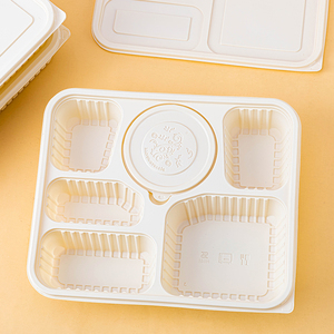 Caja de comida de cocina, caja para llevar, contenedor de comida de plástico biodegradable de almidón de maíz, embalaje de plástico desechable para <span class=keywords><strong>restaurante</strong></span> para llevar caja - Product Image 5