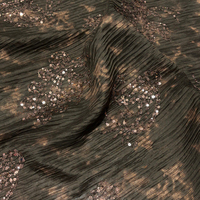 Tissu en microfibre à motifs Paisley, tie-dye froissé, broderie de perles et de sequins pour robes, gowns et robes de soirée pour filles printemps-été